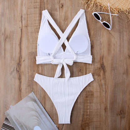 Bellanica - Crinkled High-Cut Bikini Set