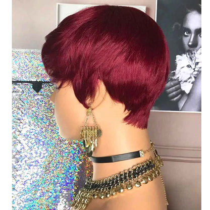 Short Black Pixie Cut Synthetic Wig for Women