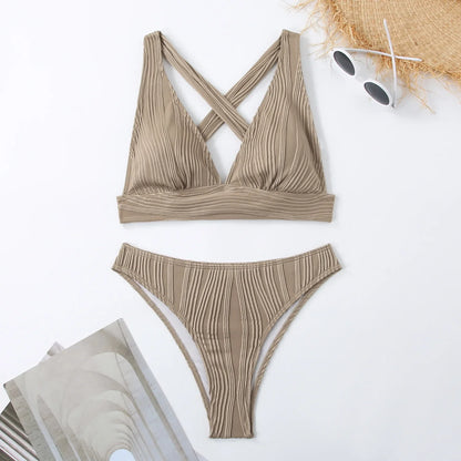 Bellanica - Crinkled High-Cut Bikini Set