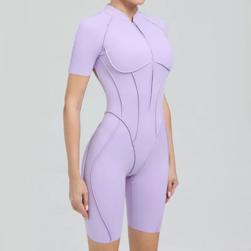 Bellanica - Seamless Zipper Yoga Gym Jumpsuit