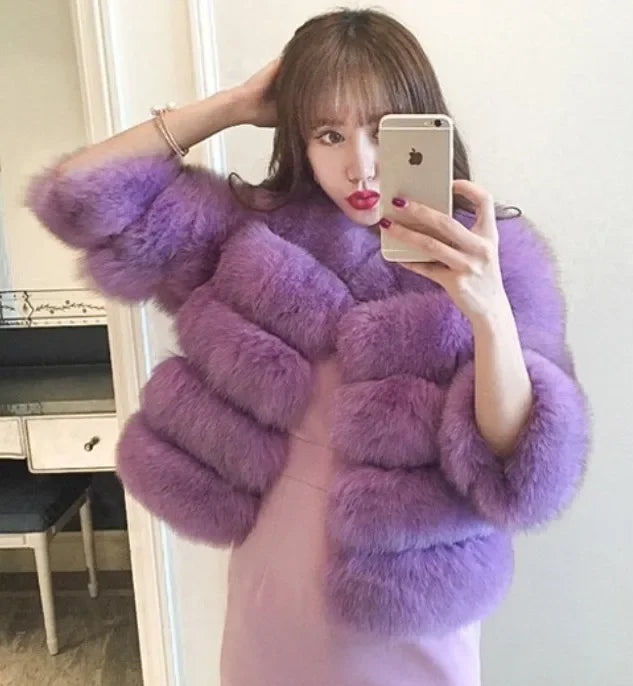 Bellanica - Faux Fur Women Coats Solid