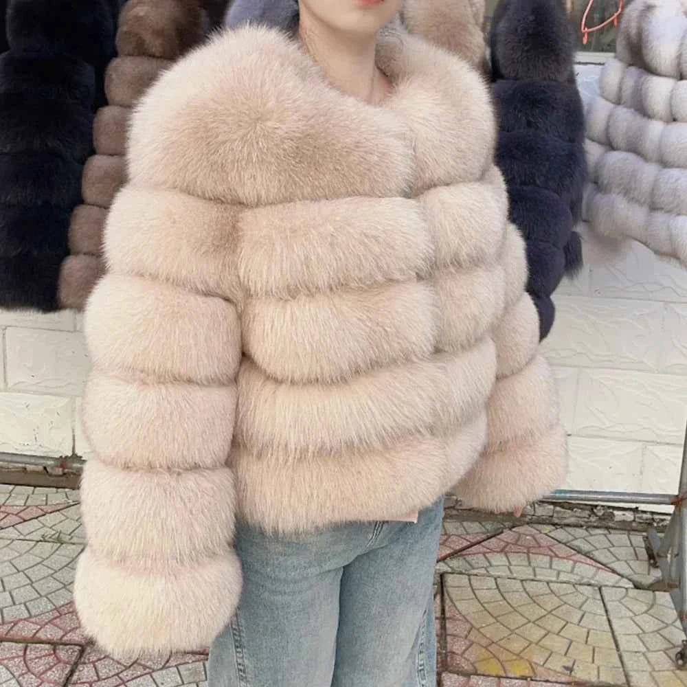Faux Fox Fur Coat – White