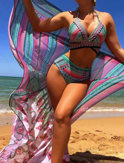Bellanica - Vintage 3-Piece Halter Bikini Set