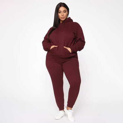 Bellanica - Loose Plus-Size Hooded Sweater Suit
