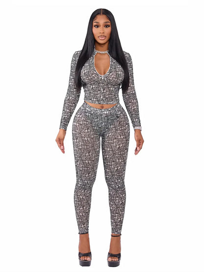 Bellanica - Ensemble deux pièces crop en maille transparente clubwear