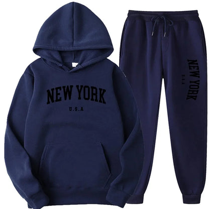 Bellanica - New York Print Casual Hoodie Set