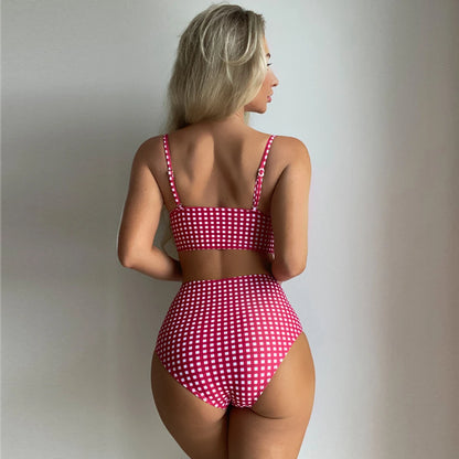 Bellanica - Plaid High-Waist Bikini Set