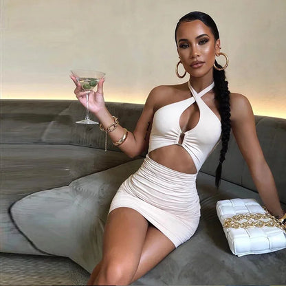 Bellanica - Backless Halter Bodycon Party Dress
