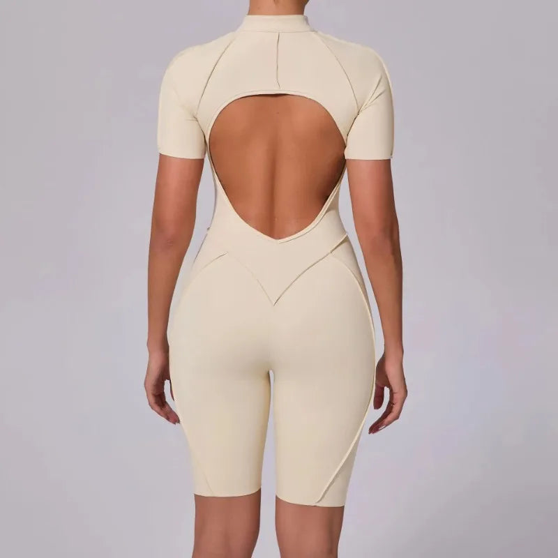 Bellanica - Seamless Zipper Yoga Gym Jumpsuit