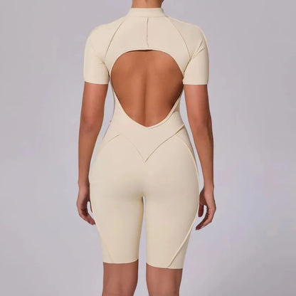 Bellanica - Seamless Zipper Yoga Gym Jumpsuit