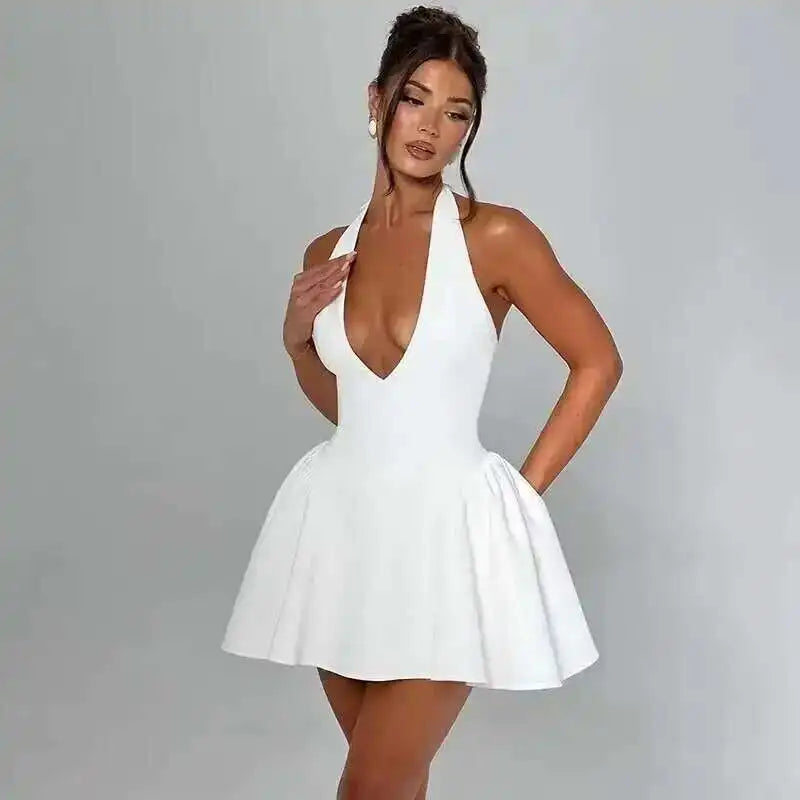Bellanica - Robe de soirée décolletée en V profond et épaules dénudées