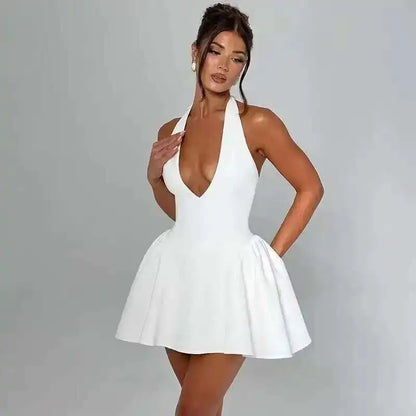 Bellanica - Robe de soirée décolletée en V profond et épaules dénudées