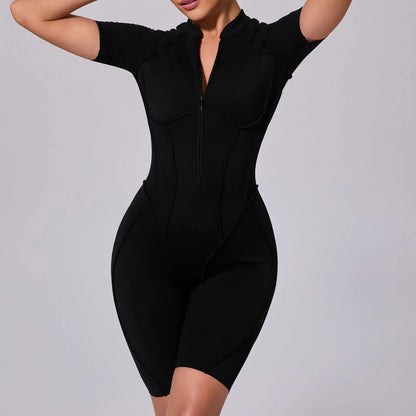 Bellanica - Seamless Zipper Yoga Gym Jumpsuit