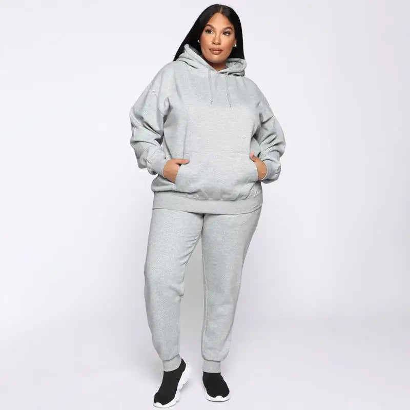 Bellanica - Loose Plus-Size Hooded Sweater Suit