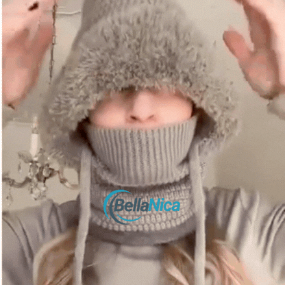 Bellanica - Knitted Hat For Women, Winter Integrated Scarf Beanie