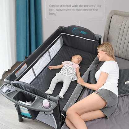Bellanica - 4-in-1 Foldable Baby Crib Multifunctional Baby with Rocker