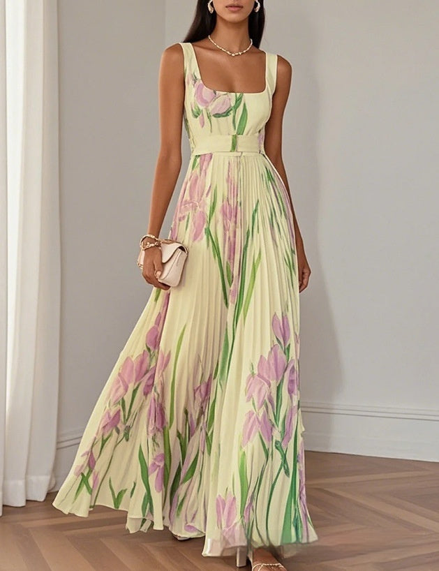 Floral Print Pleated Midi Dress | Summer Style