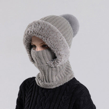 Bellanica - Knitted Hat Scarf Mask One-piece Hat Women's Winter