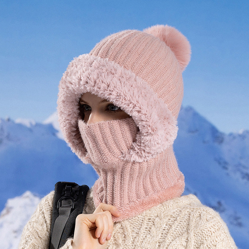 Bellanica - Knitted Hat Scarf Mask One-piece Hat Women's Winter