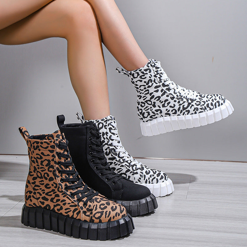 Bellanica - Leopard Print Women Shoes Platform Boots