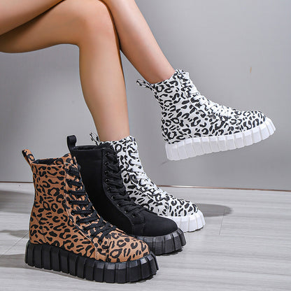 Bellanica - Leopard Print Women Shoes Platform Boots