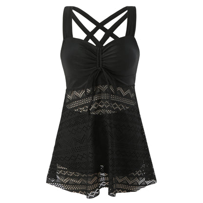 Lace One Piece Swimsuit | Elegant Solid Color Swimwear