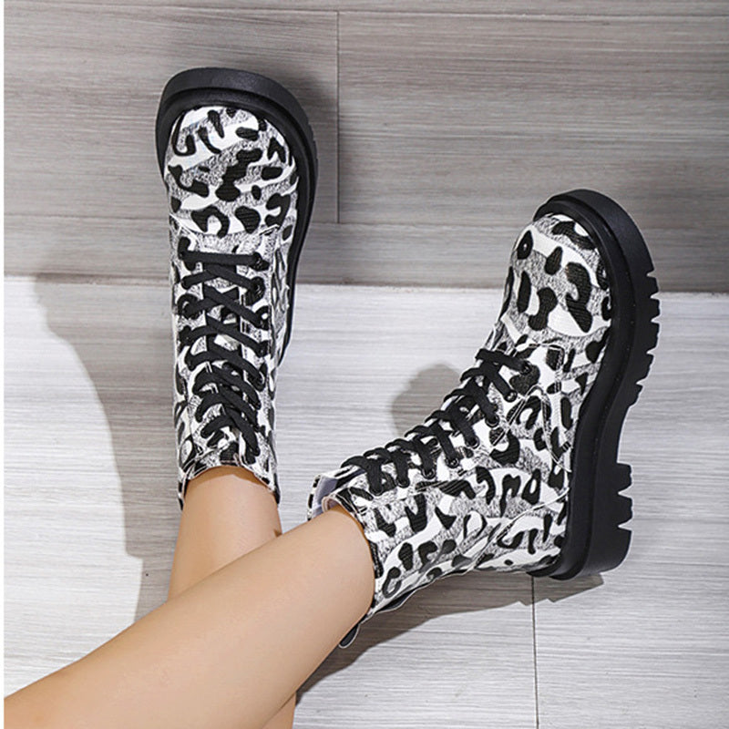 Bellanica - Leopard Print Martin Boots