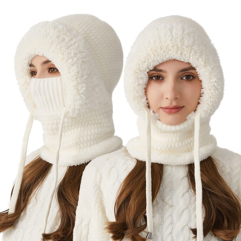 Bellanica - Knitted Hat For Women, Winter Integrated Scarf Beanie