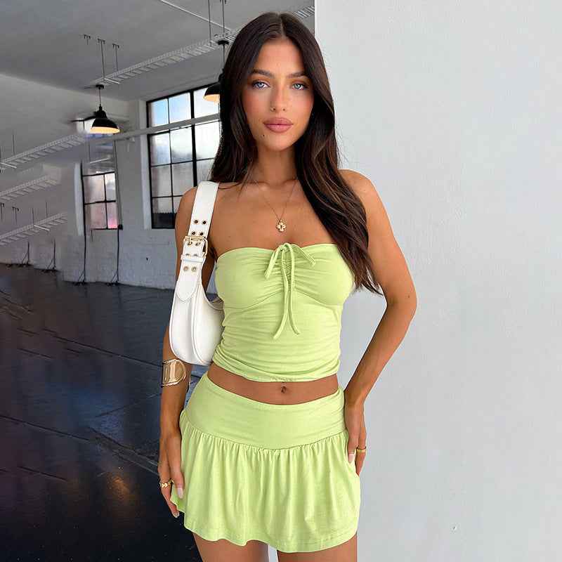 Women's Summer Tube Top Skirt Set