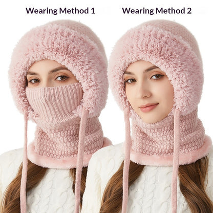 Bellanica - Knitted Hat For Women, Winter Integrated Scarf Beanie