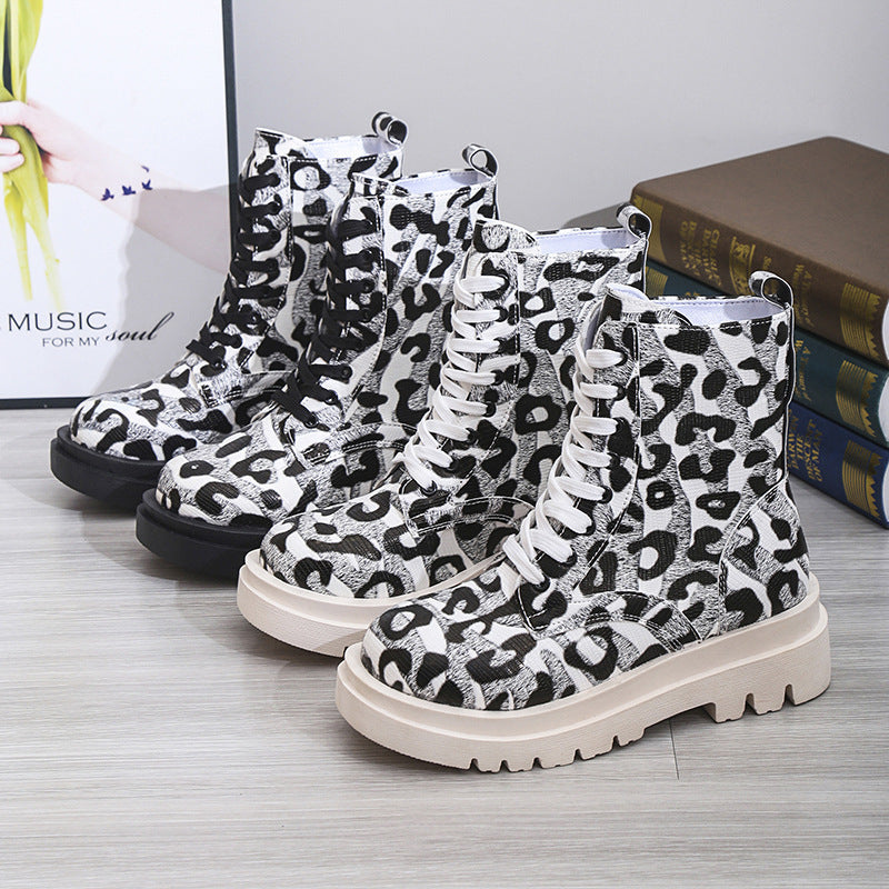 Bellanica - Leopard Print Martin Boots