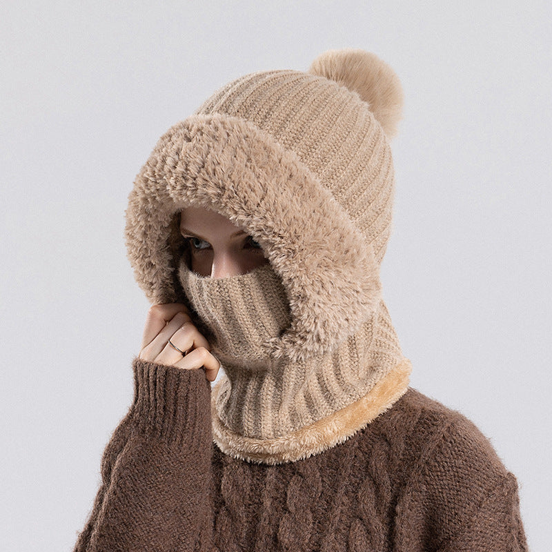 Bellanica - Knitted Hat Scarf Mask One-piece Hat Women's Winter