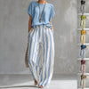 Women's Striped Summer T-Shirt Trouser Set