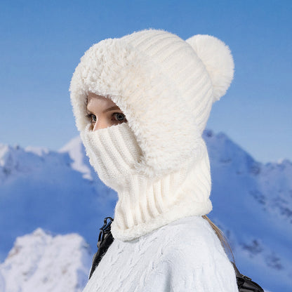 Bellanica - Knitted Hat Scarf Mask One-piece Hat Women's Winter