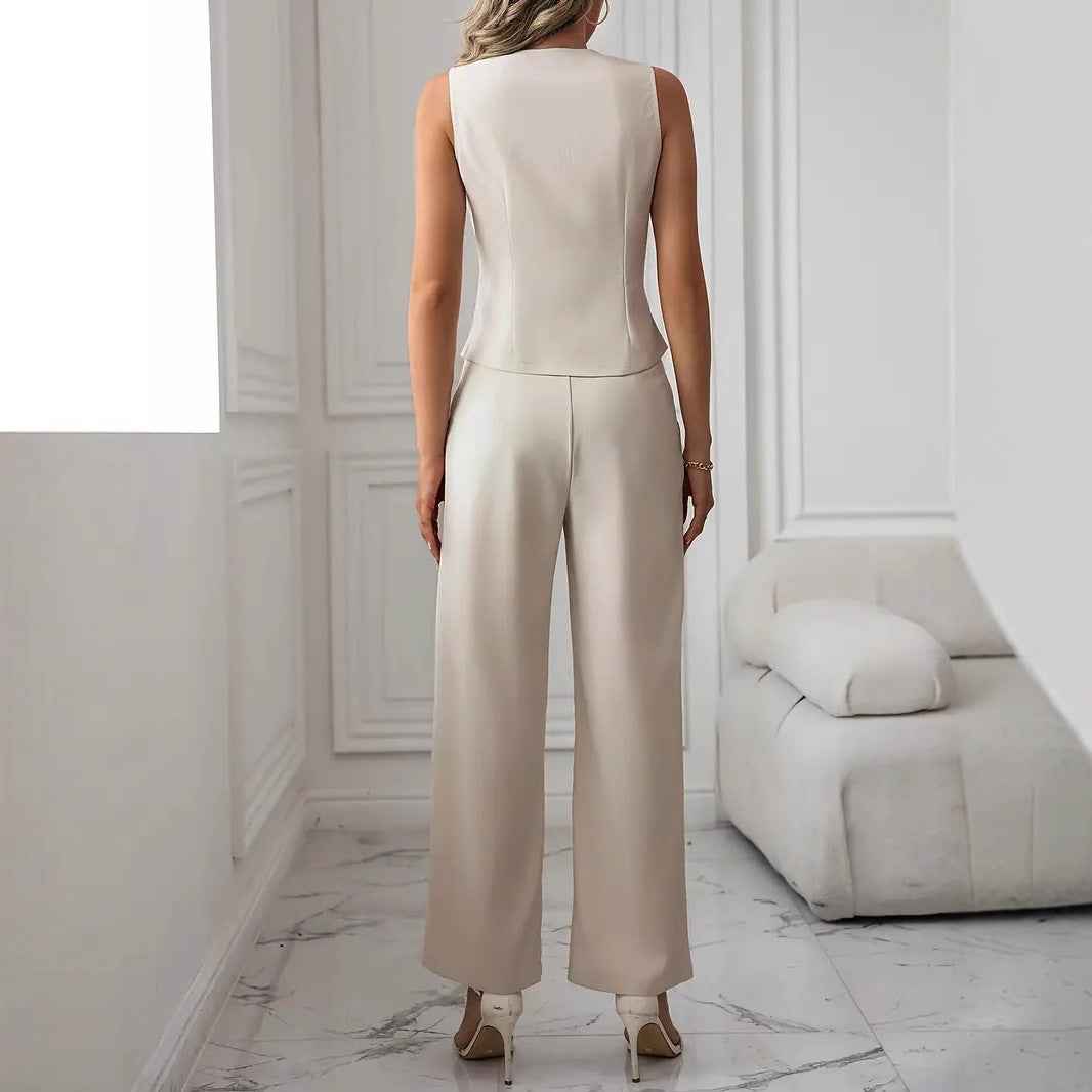 Women's V-Neck Vest and Pants Set