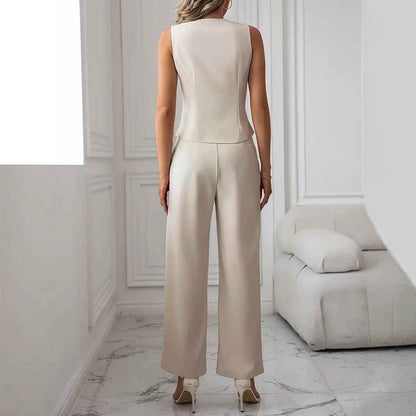 Women's V-Neck Vest and Pants Set