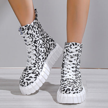 Bellanica - Leopard Print Women Shoes Platform Boots