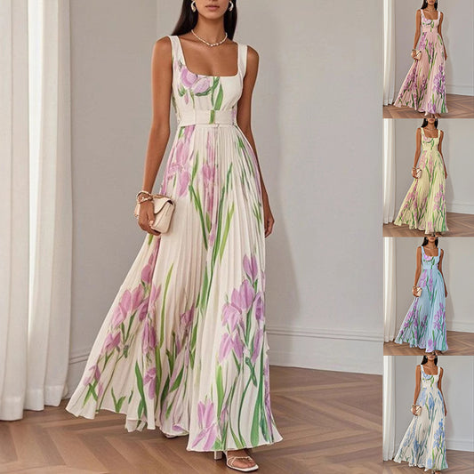 Floral Print Pleated Midi Dress | Summer Style