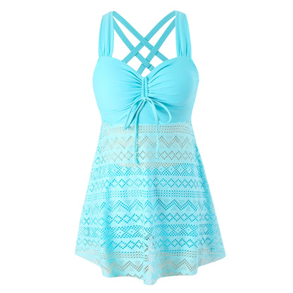 Lace One Piece Swimsuit | Elegant Solid Color Swimwear
