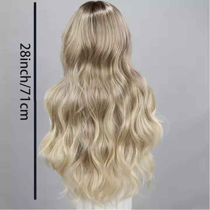 Gold Gradient T-Shaped Wavy Lace Wig