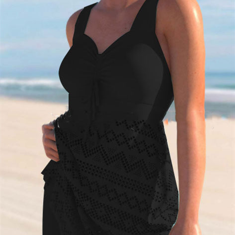 Lace One Piece Swimsuit | Elegant Solid Color Swimwear
