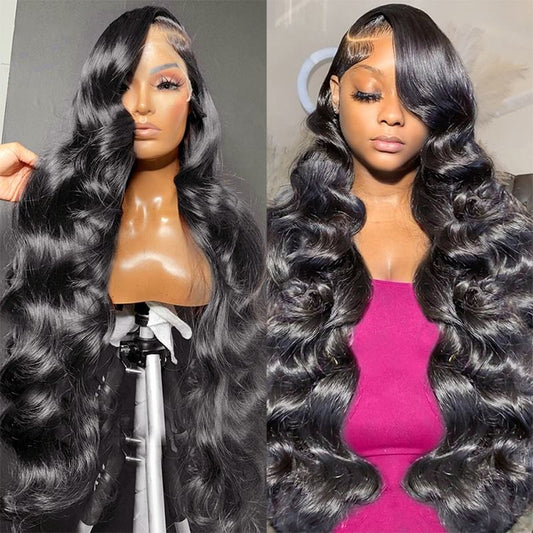 Human Hair Body Wave HD Lace Wig - front view