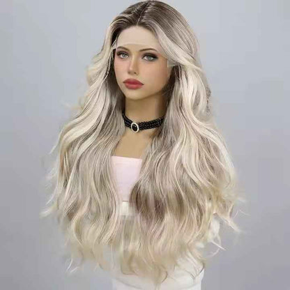 Gold Gradient T-Shaped Wavy Lace Wig
